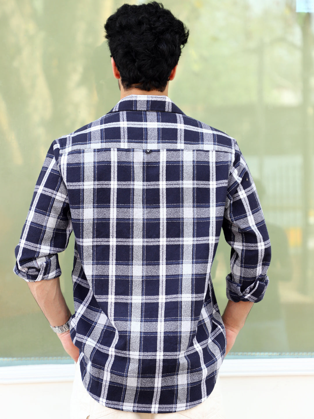 Bloom State Dark Blue Check Full Sleeve Shirt
