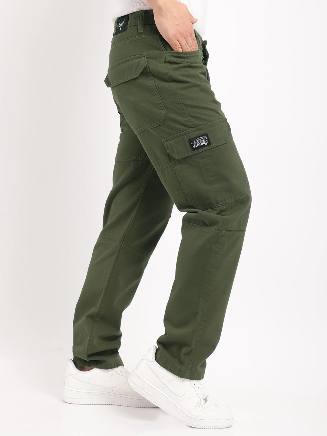 Men Green Cotton Cargo