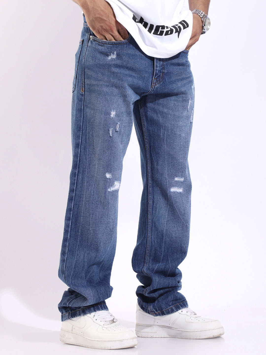 Bravik Blue Denim Straight Fit Jeans