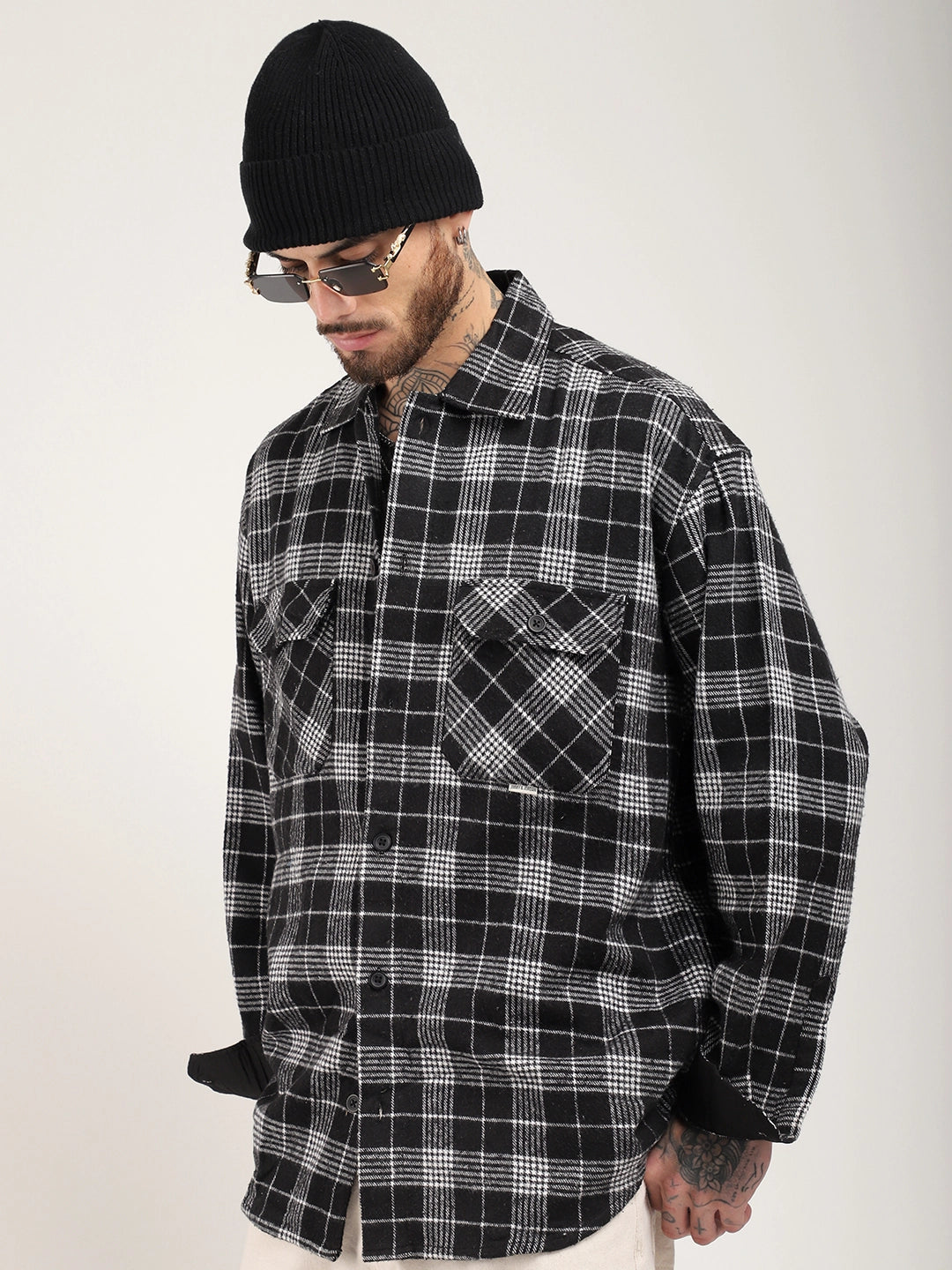 Fabric Falanel Check Black Full Sleeve Shirt