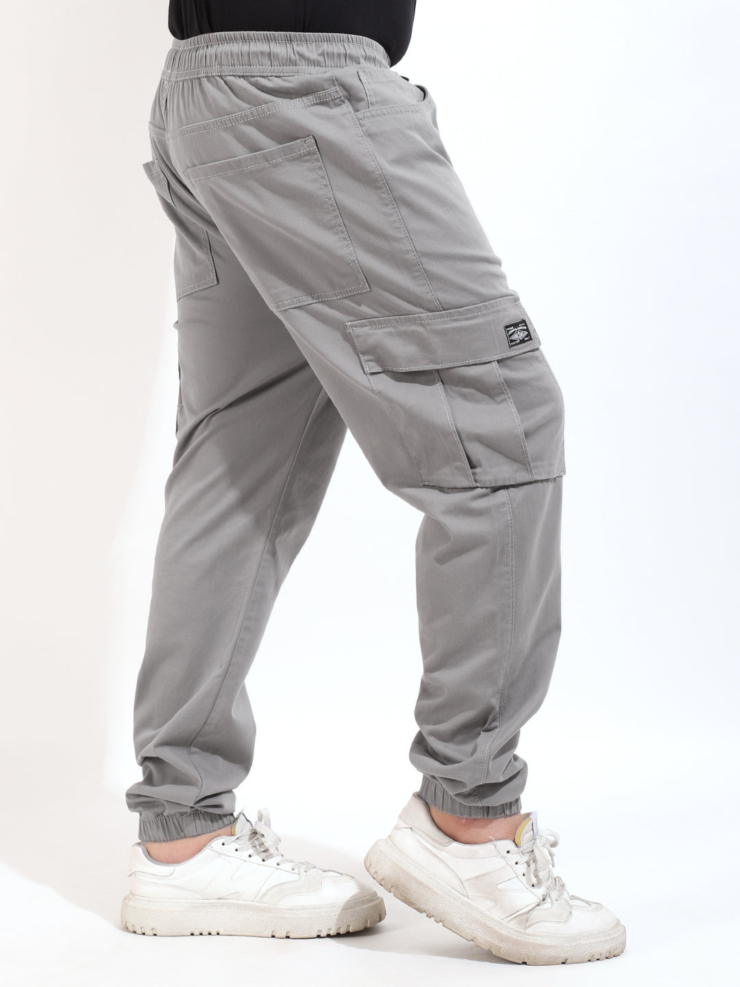 Grey Cotton Twill Jogger Fit Cargo