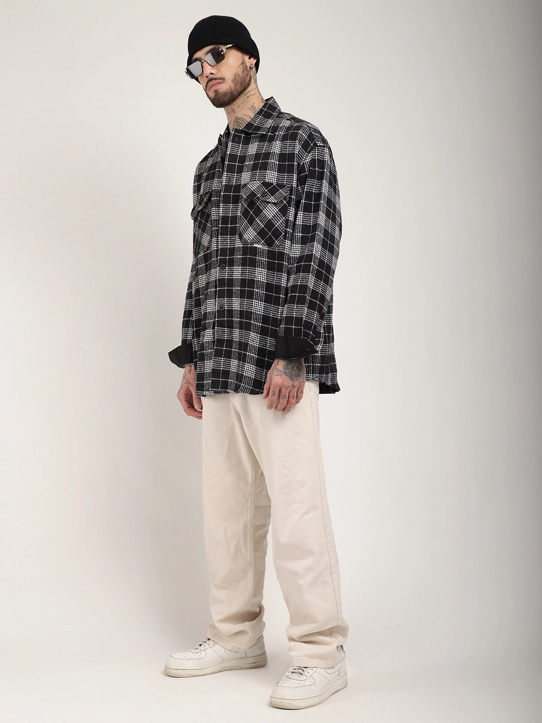 Fabric Falanel Check Black Full Sleeve Shirt