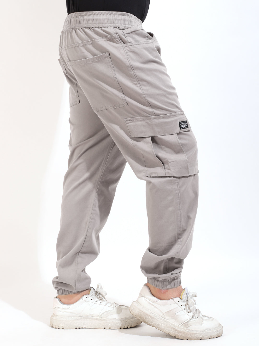 Beige Cotton Twill Jogger Fit Cargo