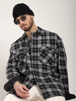 Fabric Falanel Check Black Full Sleeve Shirt