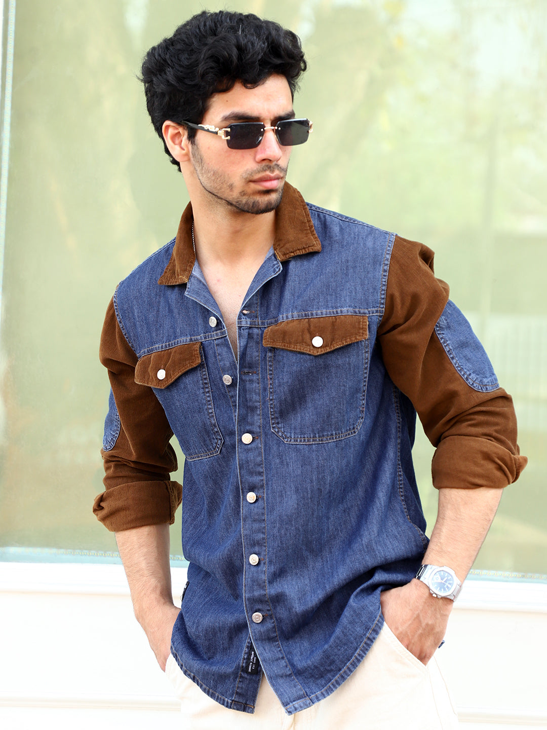Luxe Fit Trypan Blue Washed Denim Shirt