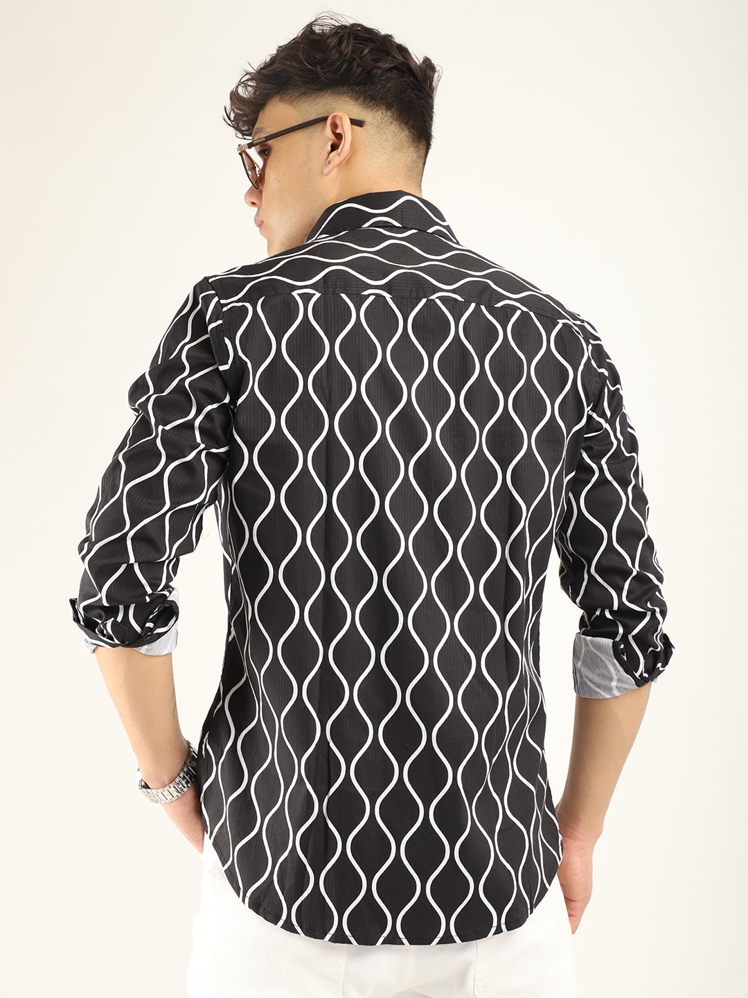 Chess Codd Black Lining Print Full Sleeve Shirt