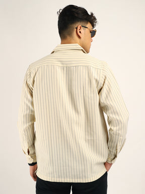 Linen Acuaa Beige Full Sleeve Shirt