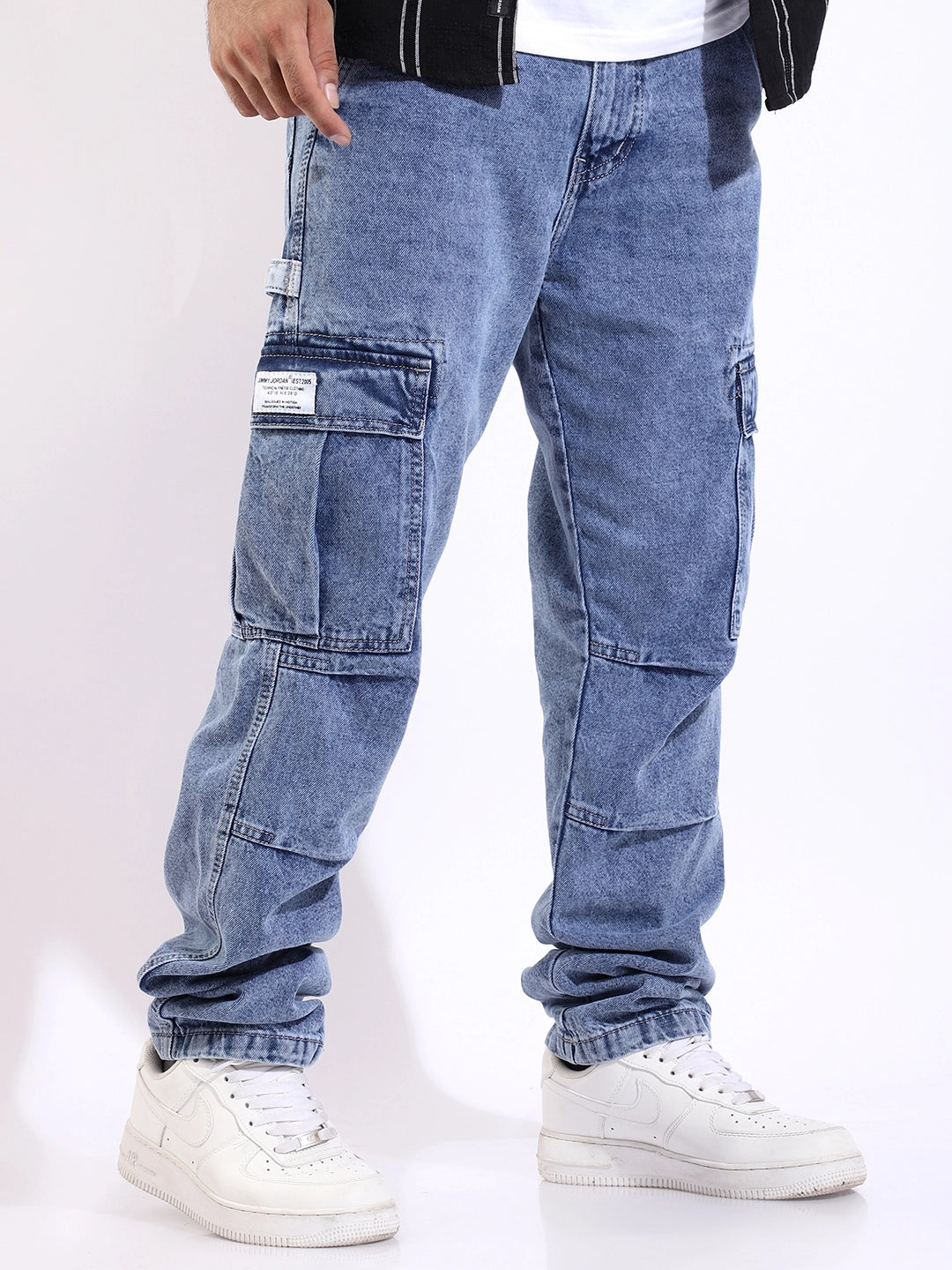 Celshade Sky Blue Baggy Fit Denim Cargo