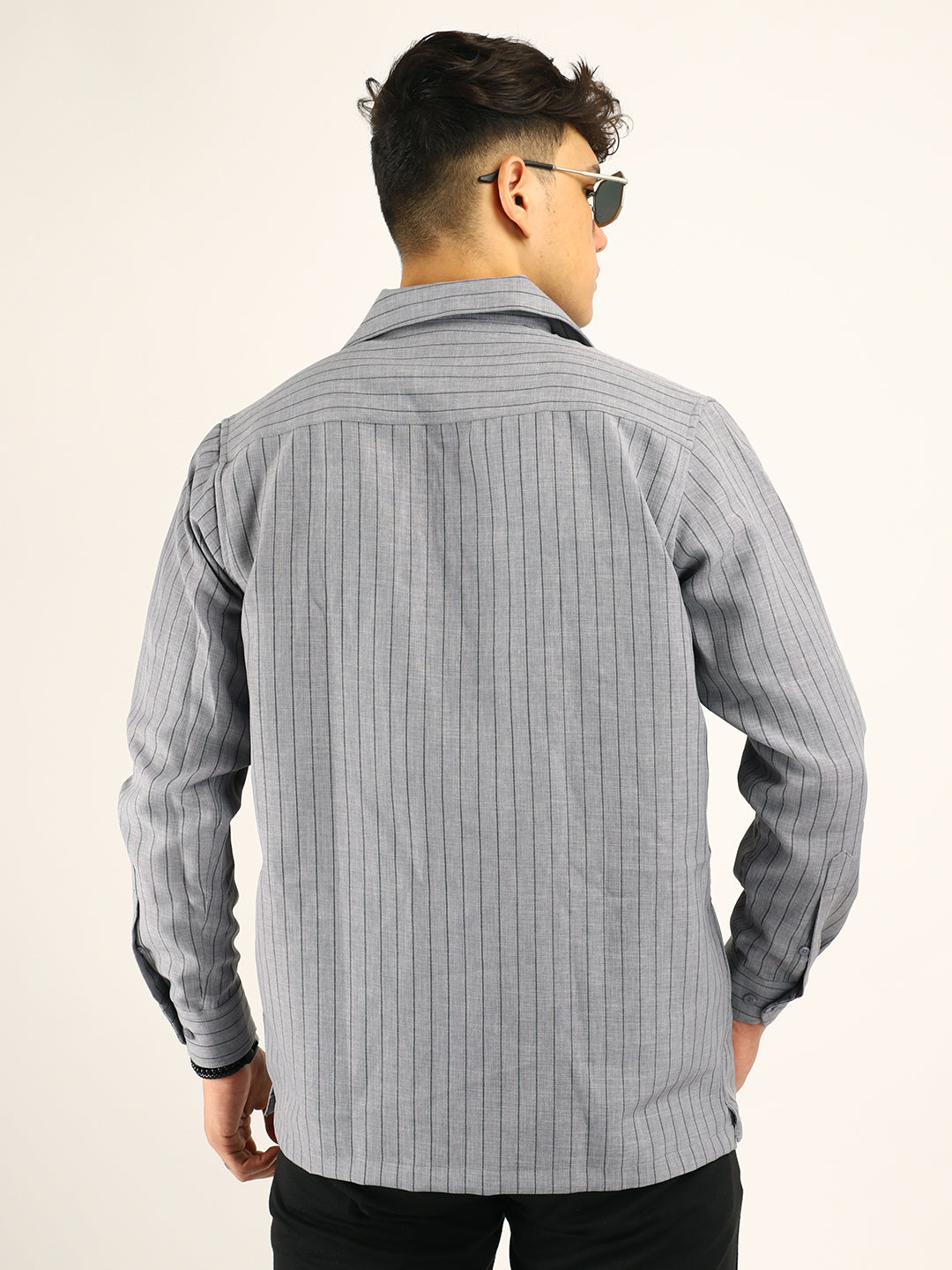 Linen Acuaa Grey Full Sleeve Shirt