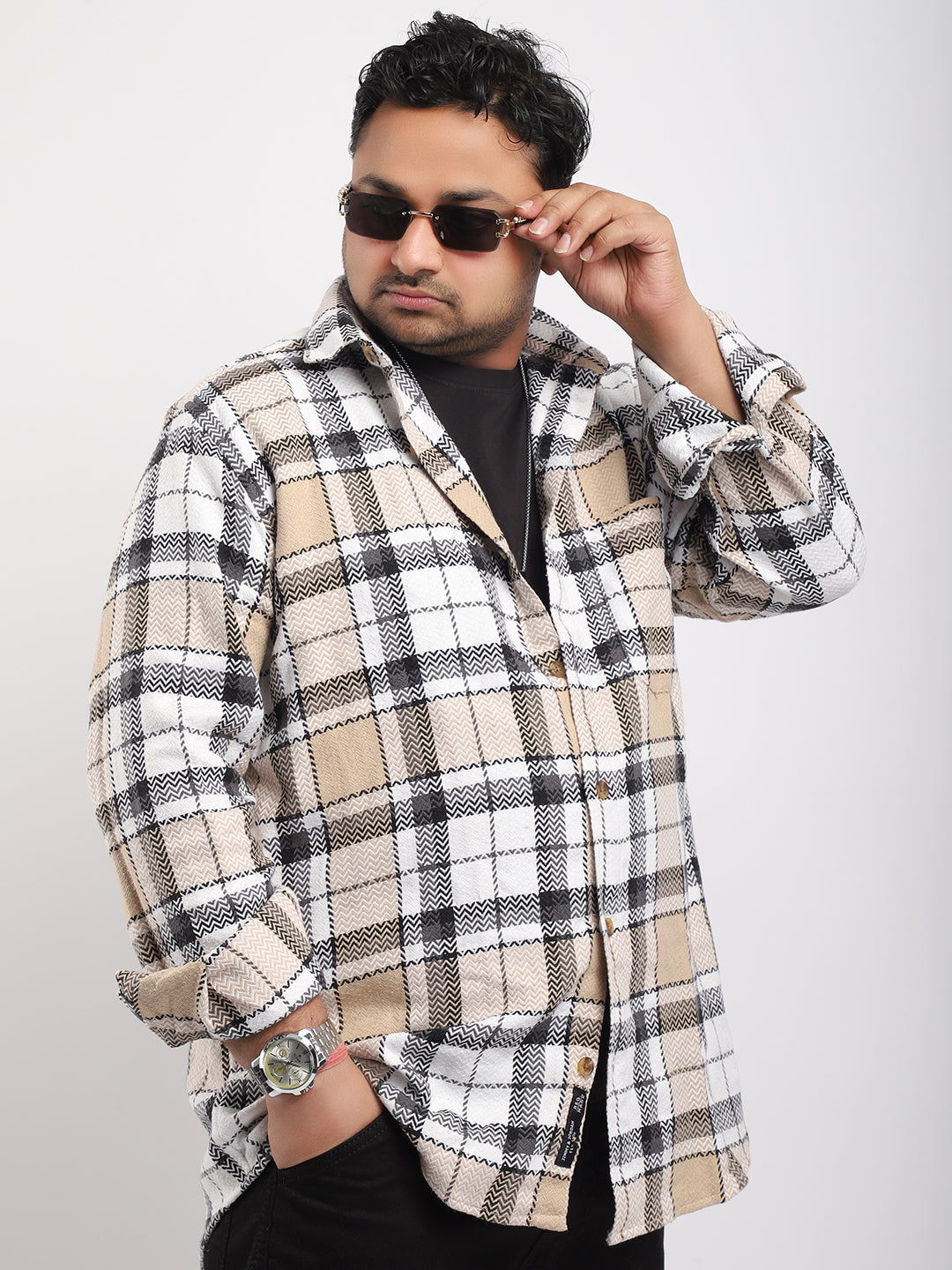 Royal Shade Off White Fon Marco Check  Full Sleeve Shirt