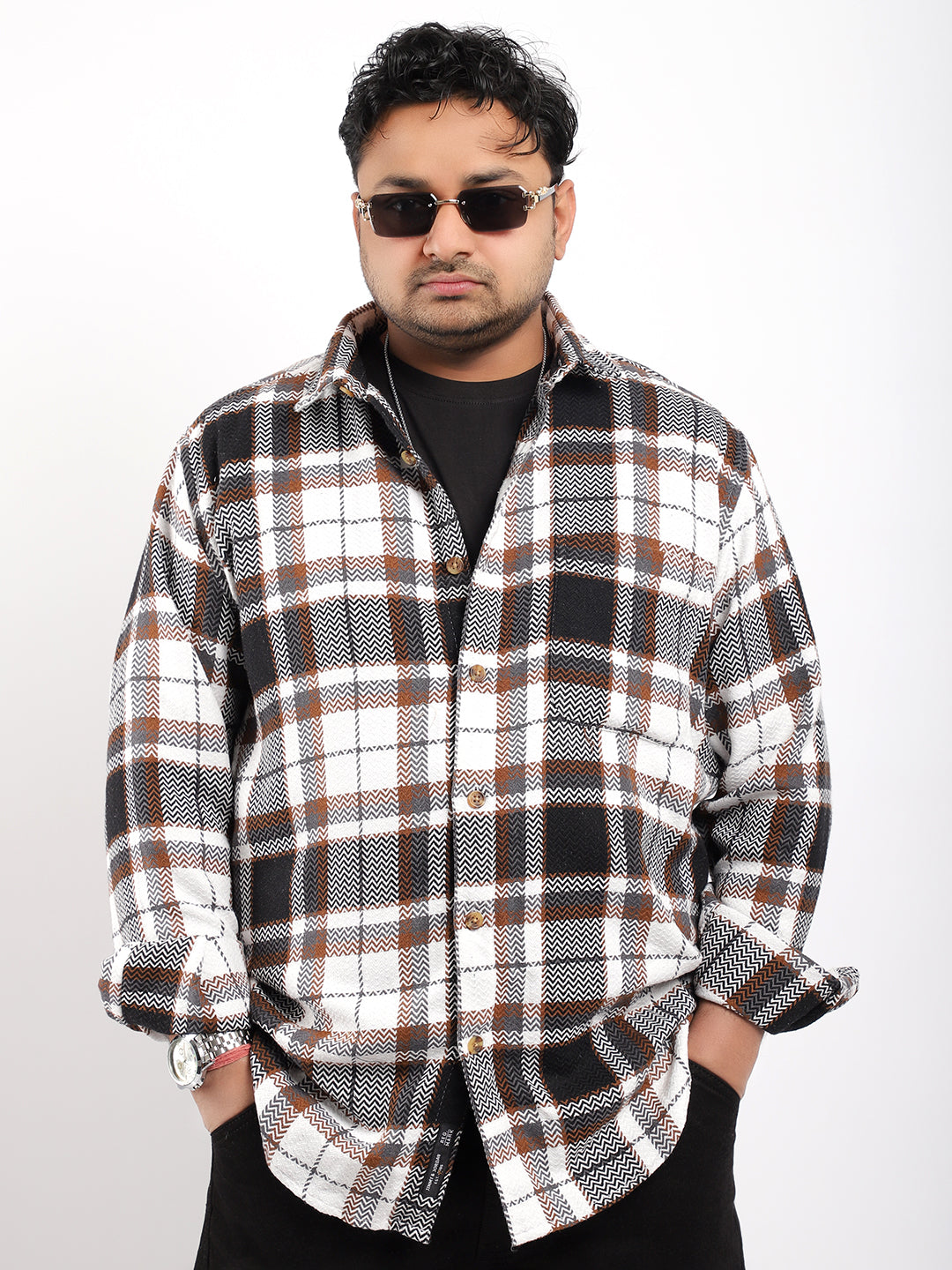 Brown Check Full Sleeve Shirt