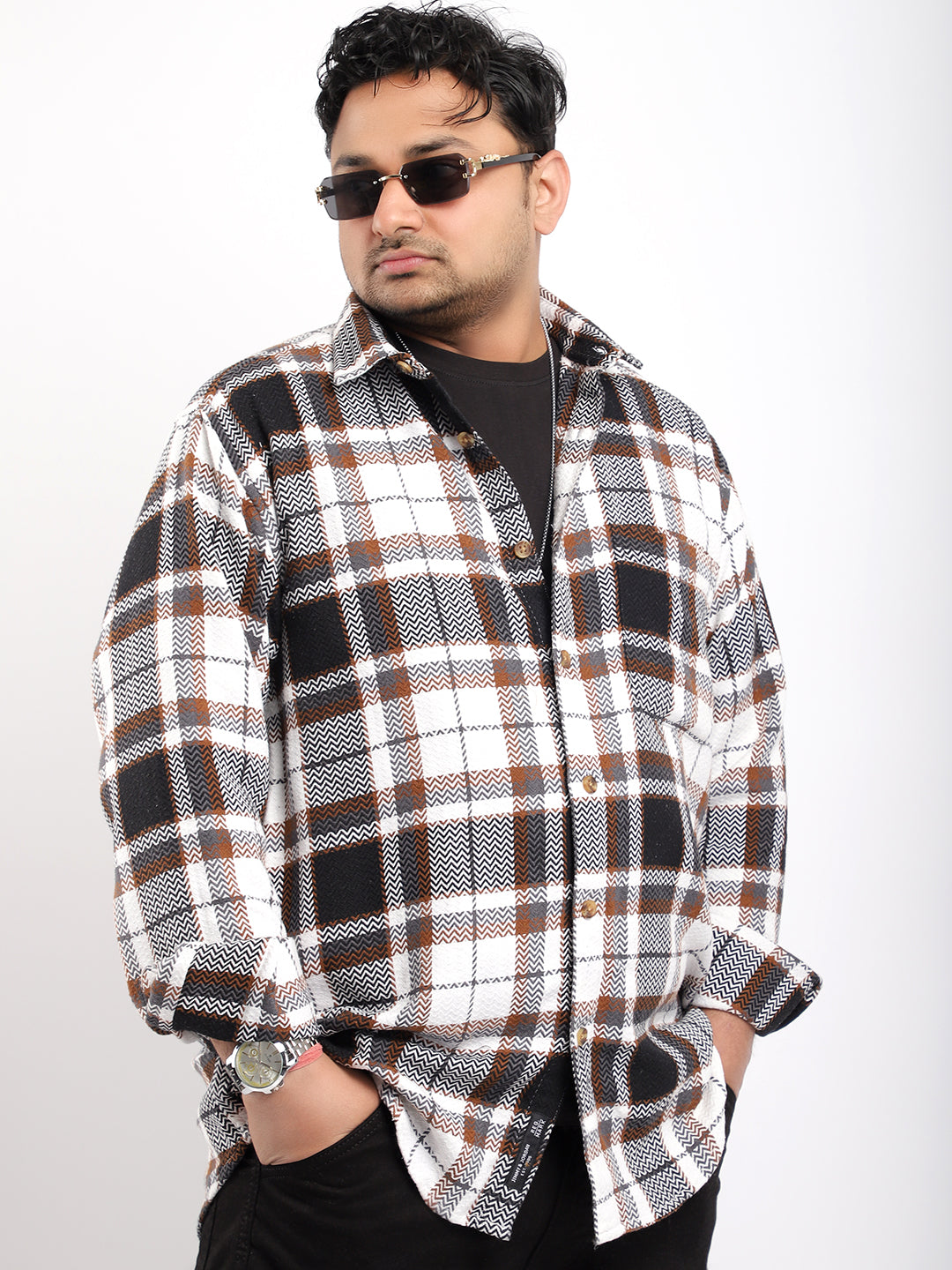 Royal Shade White Brown Marco Check  Full Sleeve Shirt