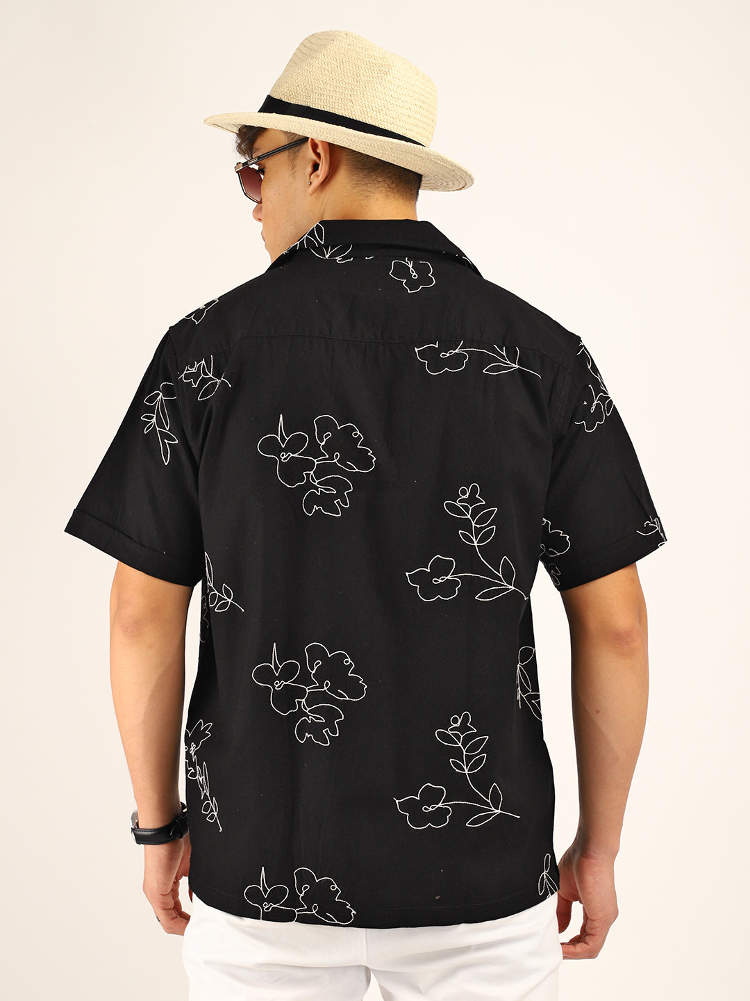 Floral Black Half Sleeves Shirt