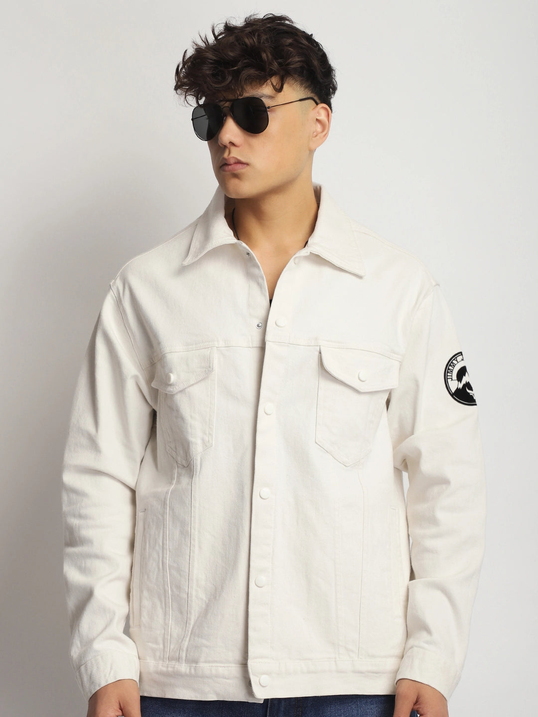 White Denim Jacket Men