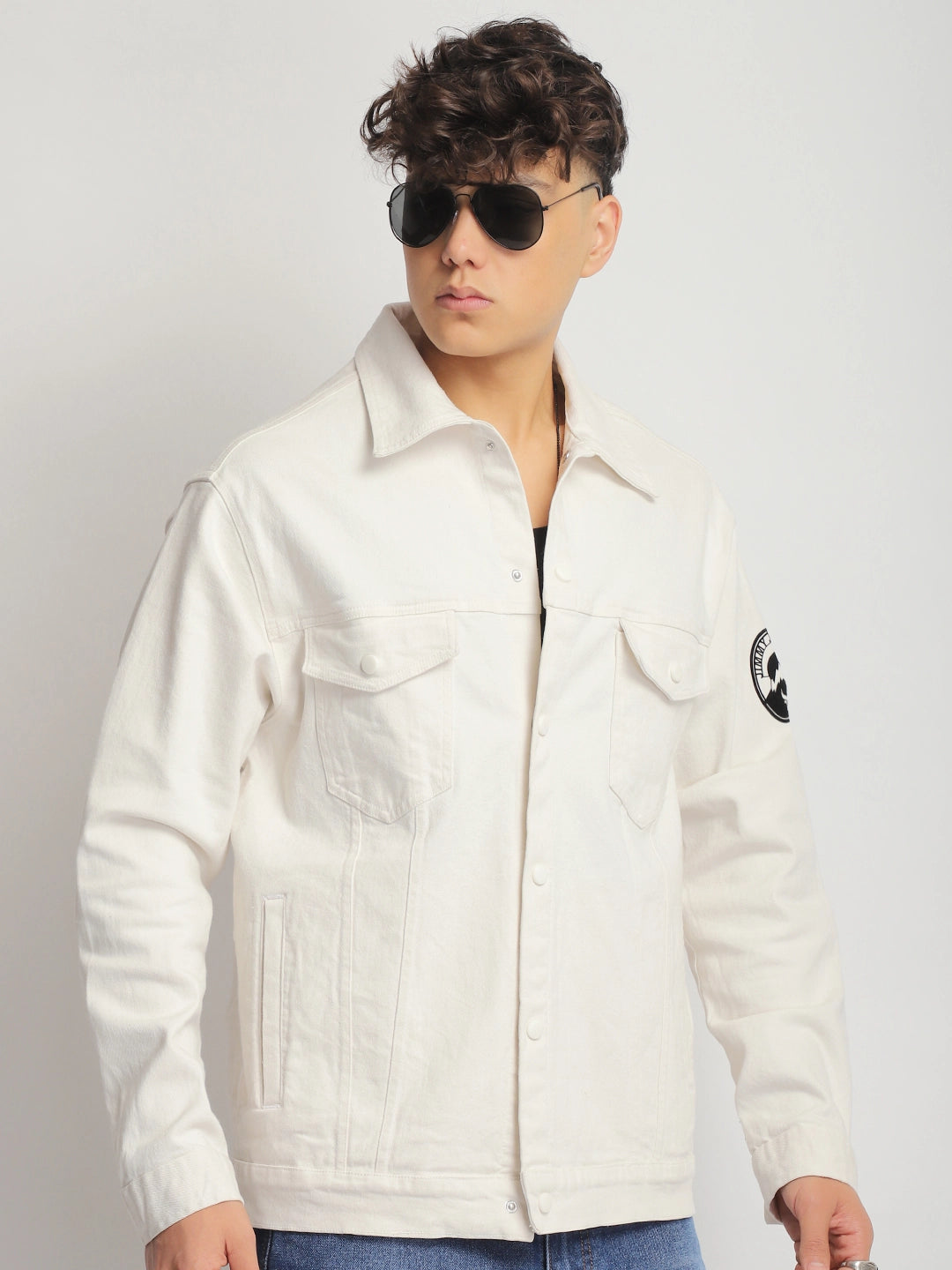 White Denim Jacket Men