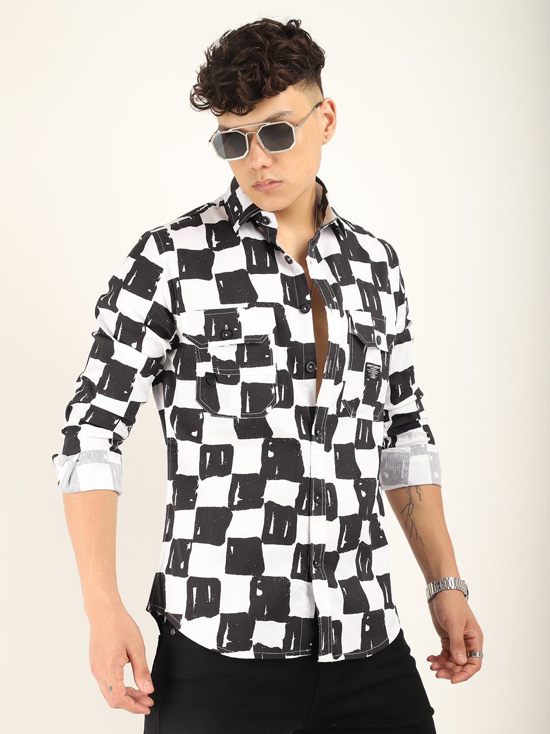 Chess Codd Black Box Print Full Sleeve Shirt