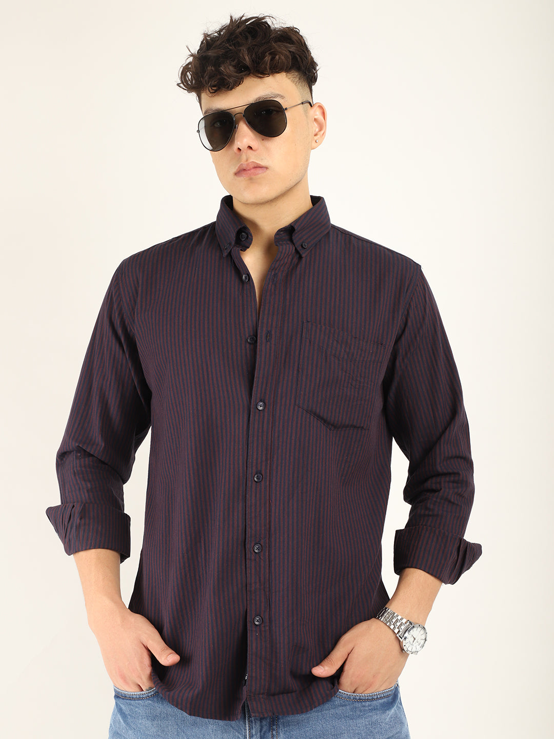 Andre Oxford Wine Full Sleeve Shirt