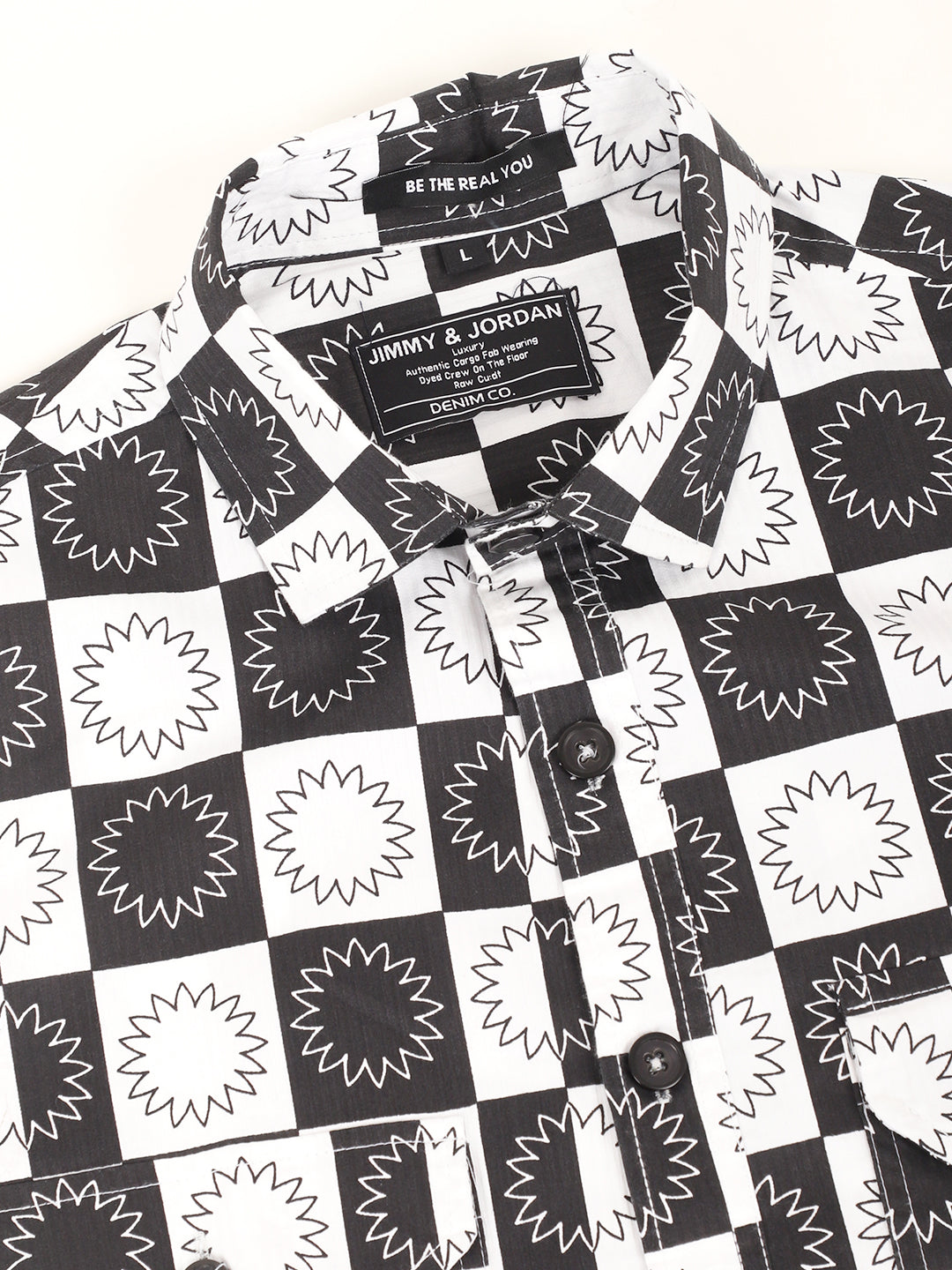 Chess Codd Black Flower Print Full Sleeve Shirt