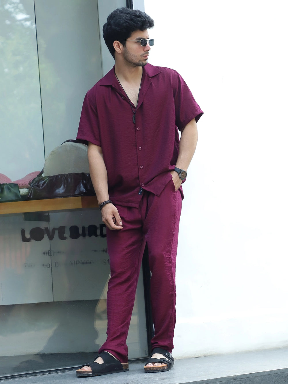 Linen Atlantica Maroon Co-Ord Set - Image 3