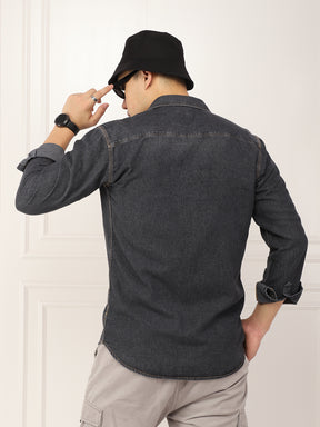 DenimDrift Washed Charcoal Shirt