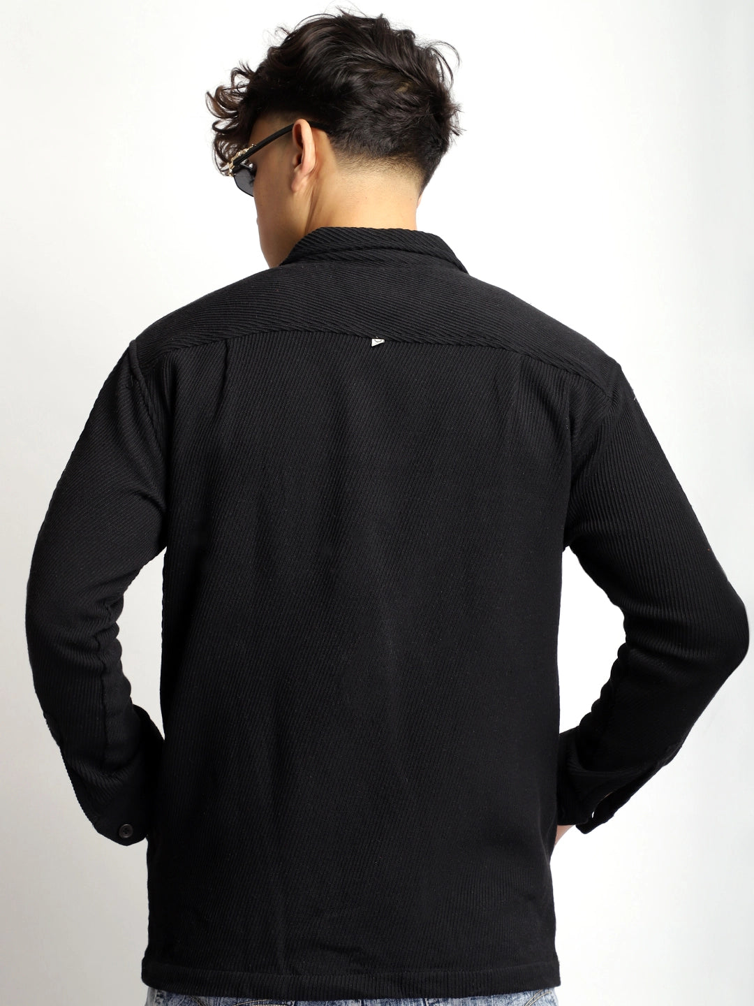 The Savoy Drill Black Full Sleeve Shacket