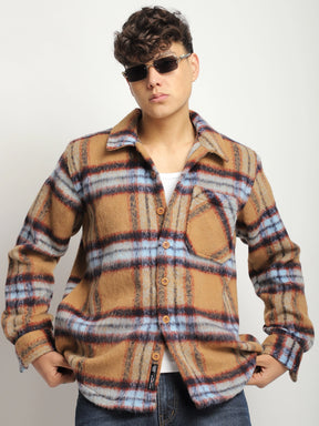 Marble Arch Pure Wool Mustard & Navy Check Shirt