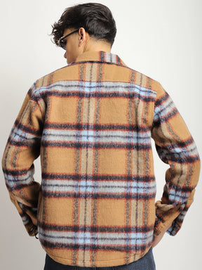 Marble Arch Pure Wool Mustard & Navy Check Shirt