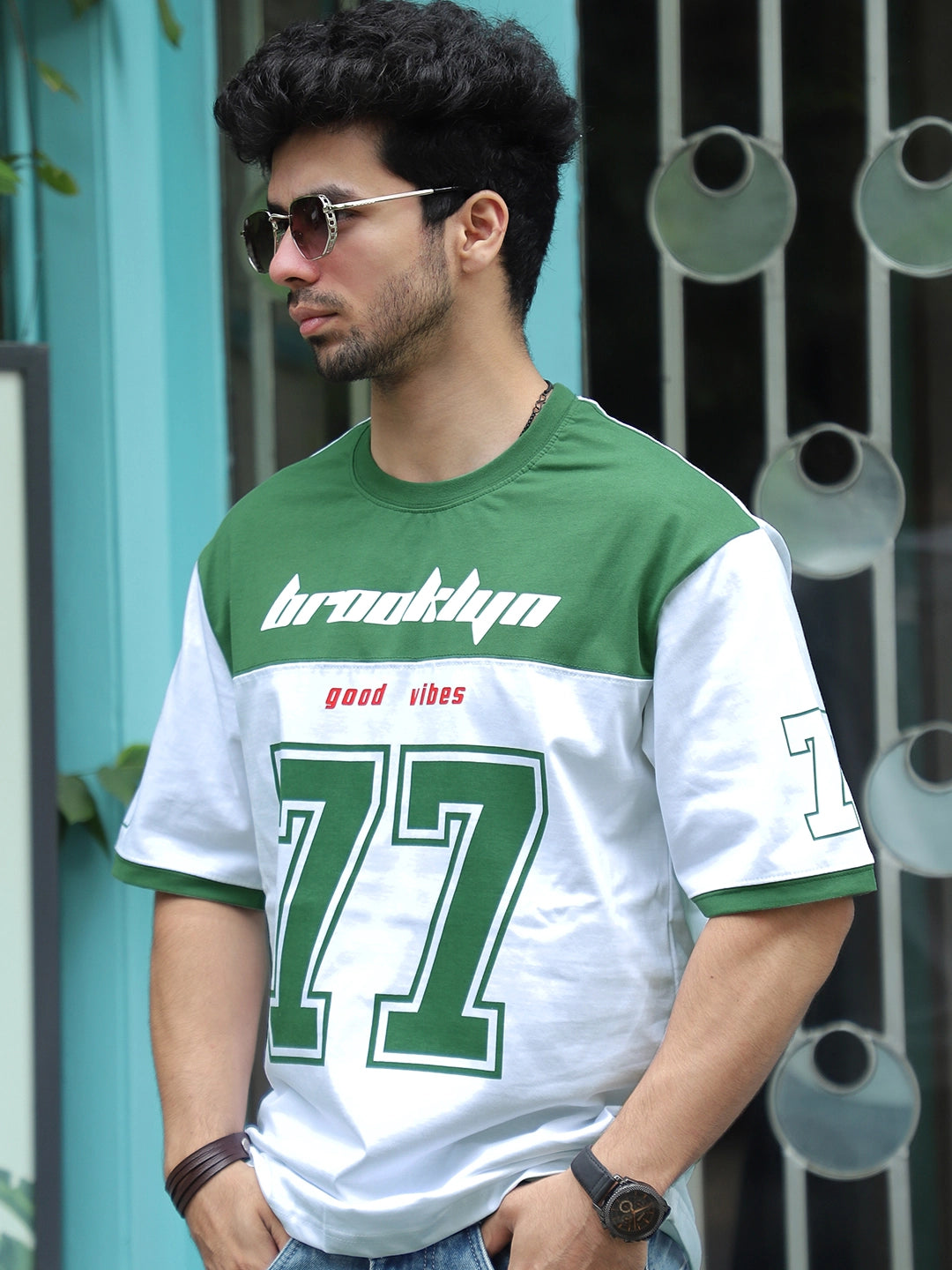 Bad Karma Pine Green Oversized Tee