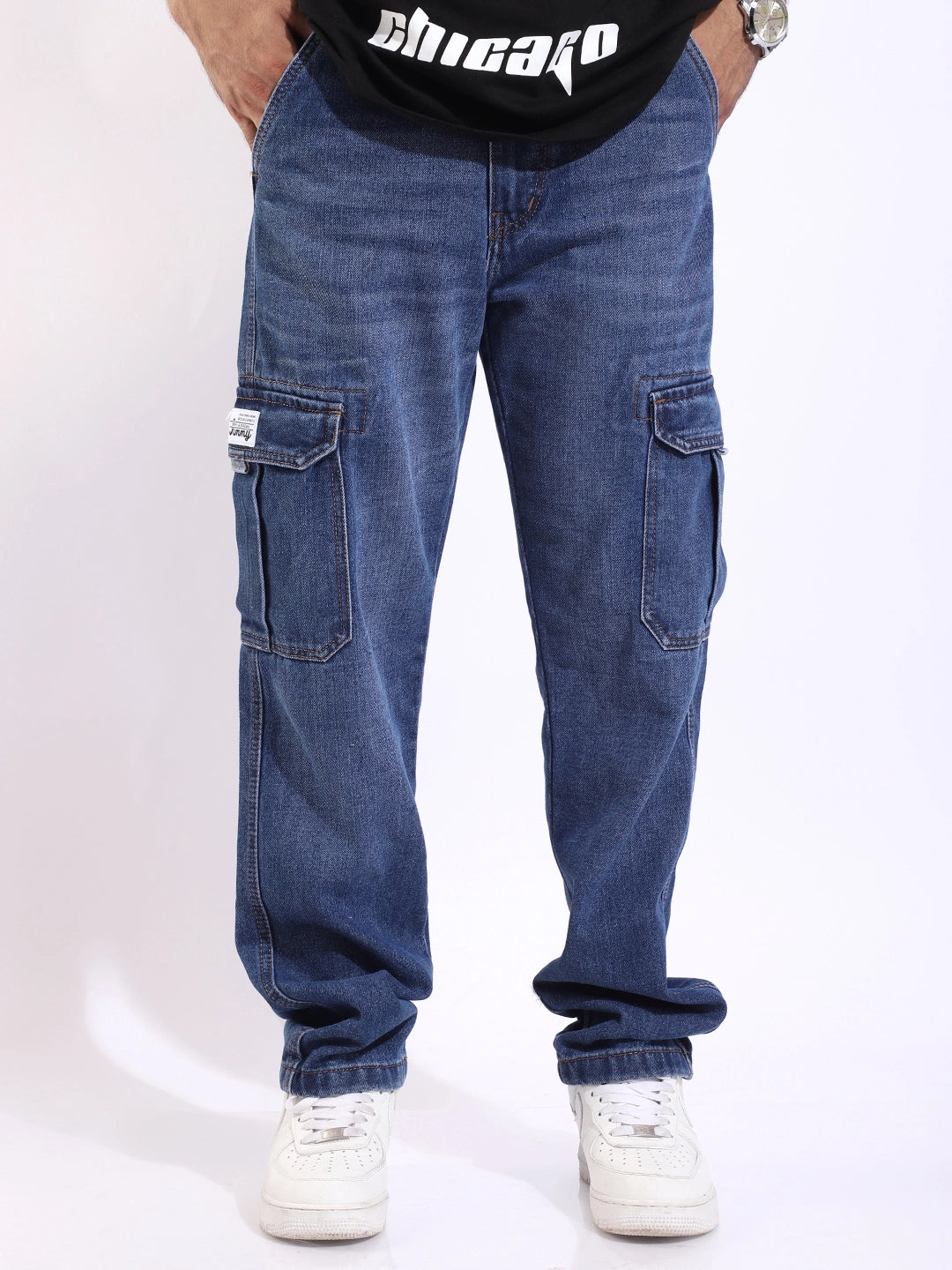 Vireon Blue Baggy Fit Denim Cargo