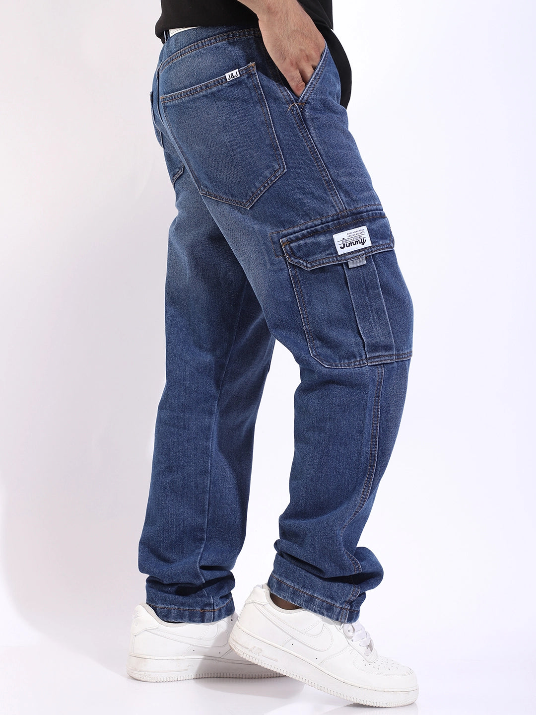 Vireon Blue Baggy Fit Denim Cargo