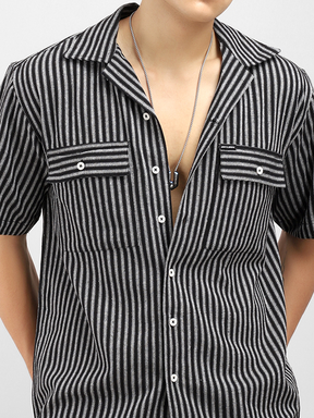Mod Stripe Black Half Sleeve Shirt