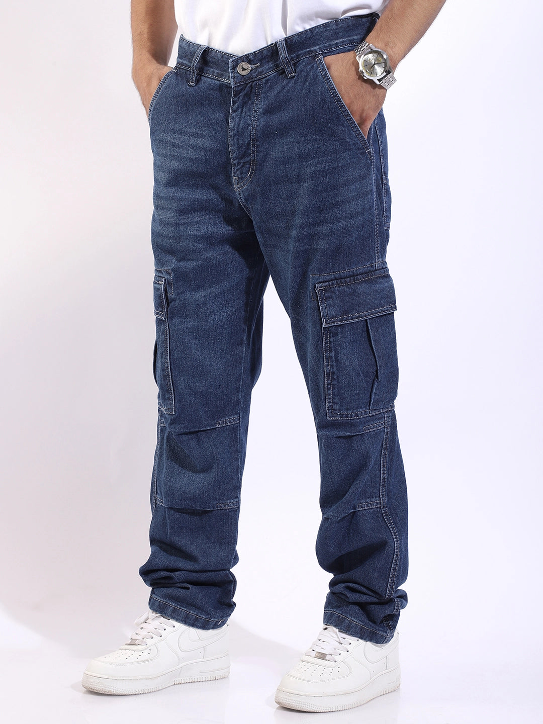 Celshade Blue Baggy Fit Denim Cargo