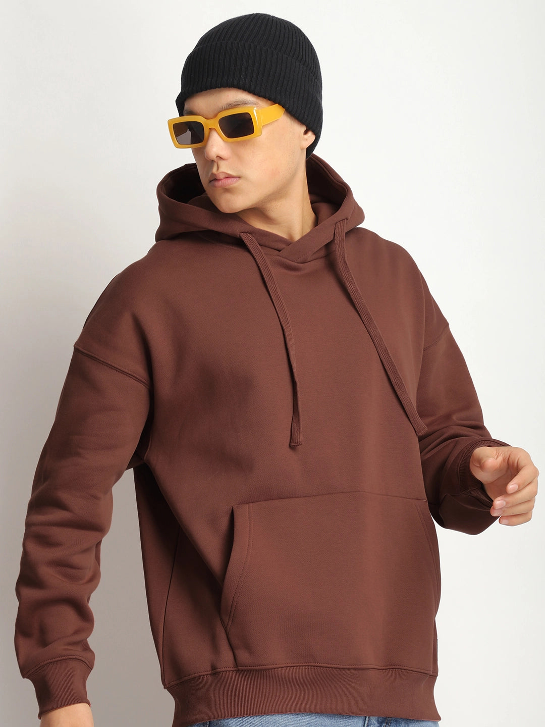 Men Brown Oversized Hoodie