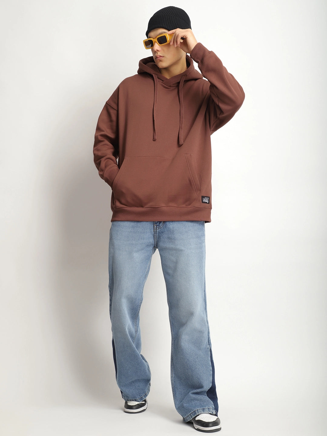 Men Brown Oversized Hoodie