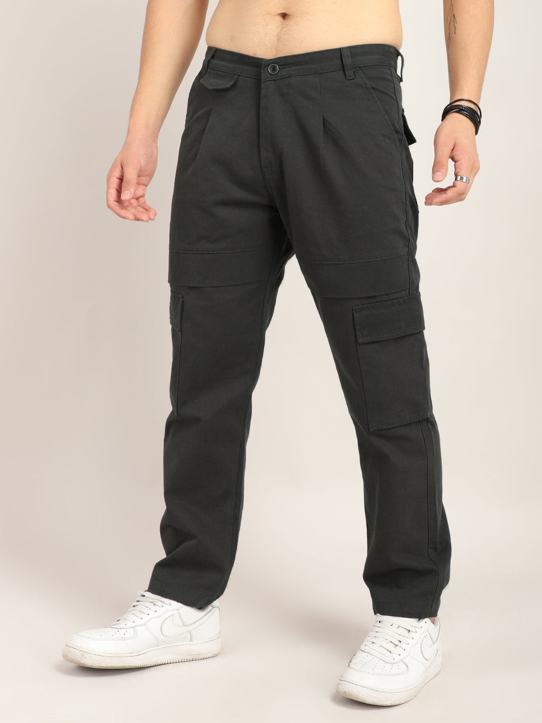 Trippy Dark Grey Baggy Fit Denim Cargo