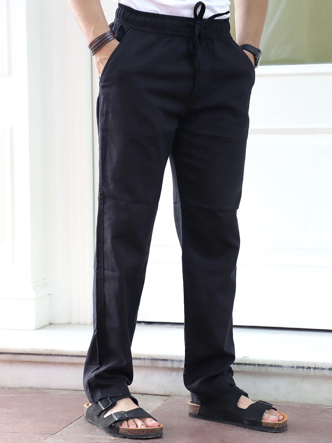 Cravern Black Baggy Fit Cotton Trouser