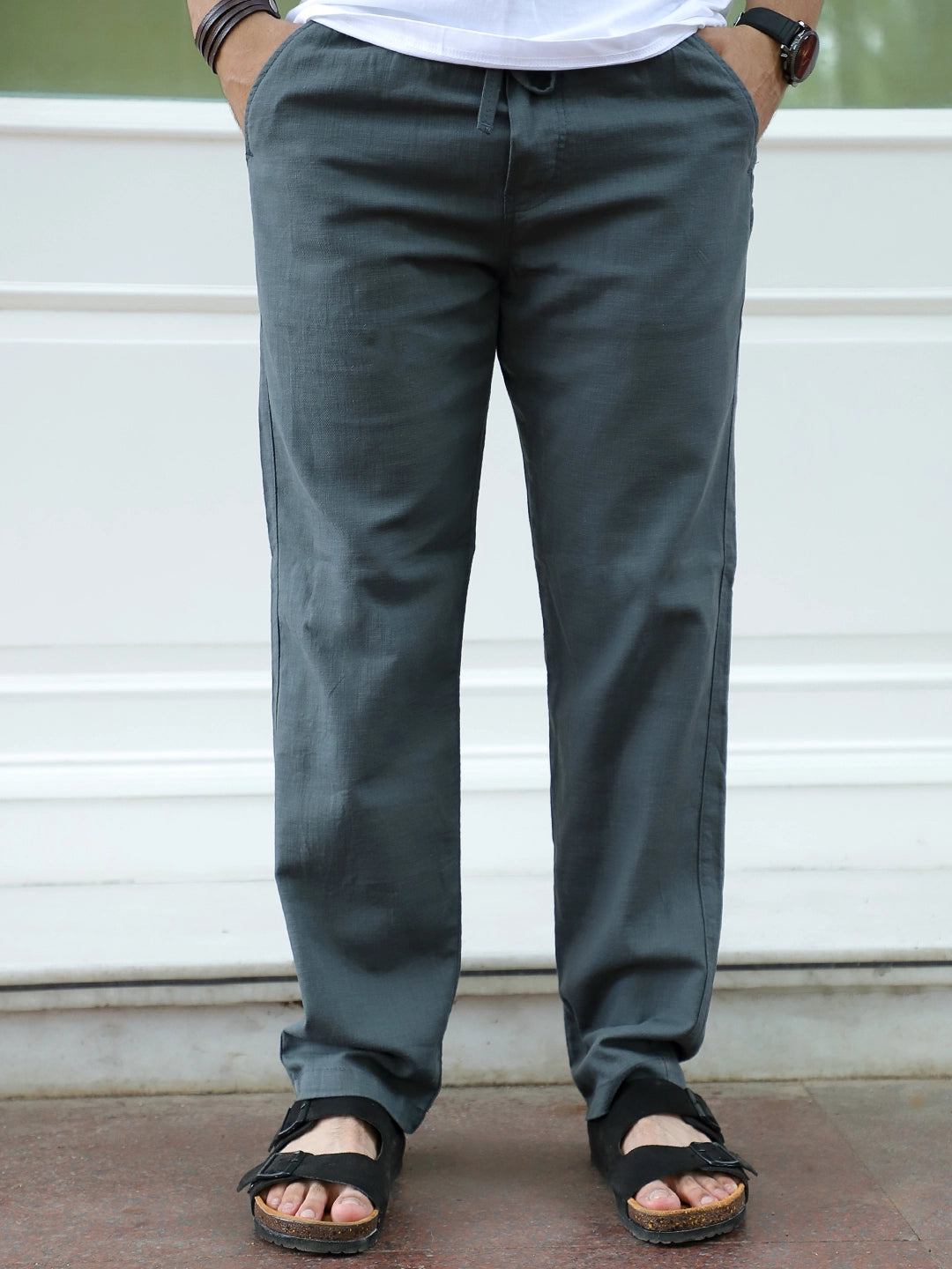 Cravern Steel Grey Baggy Fit Cotton Trouser
