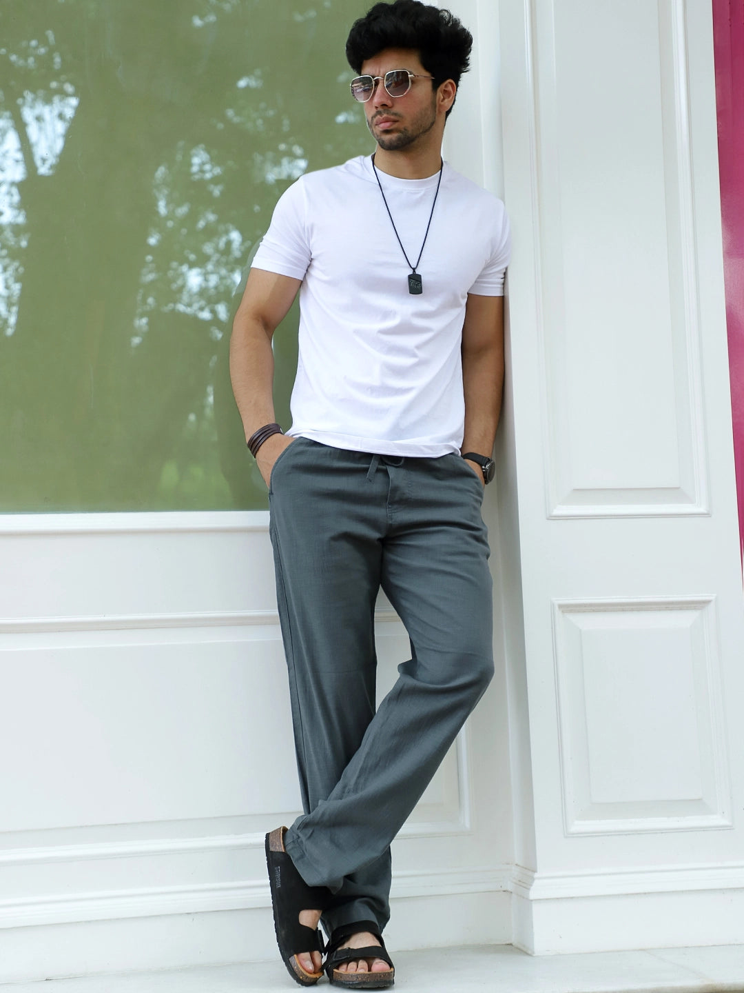 Cravern Steel Grey Baggy Fit Cotton Trouser