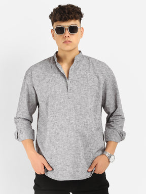 Linen Mericle Grey Short Kurta