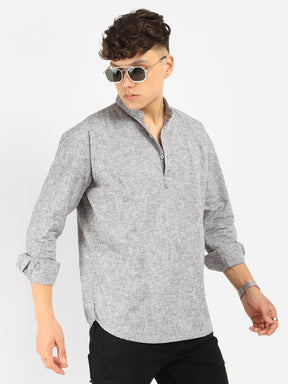 Linen Mericle Grey Short Kurta