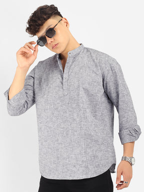 Linen Mericle Slate Grey Short Kurta