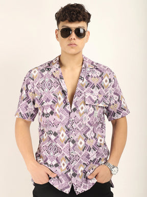 Purple Bubble Print Half Sleeve Shirt