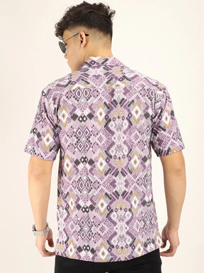 Purple Bubble Print Half Sleeve Shirt