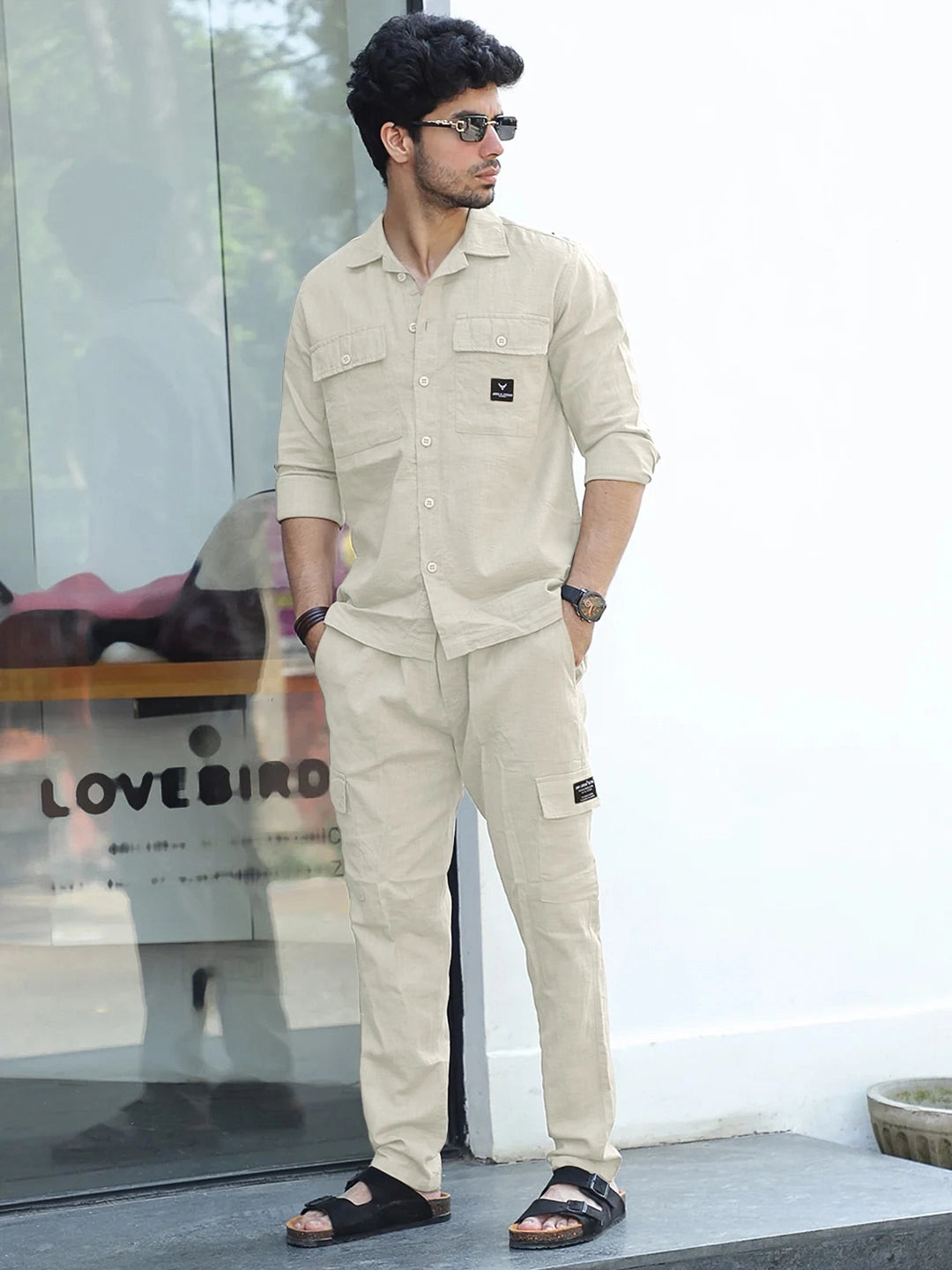 Linen Atlanta Beige Cargo Co-Ord Set