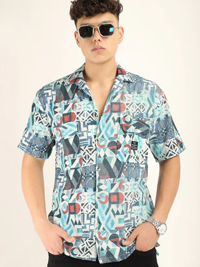 Sky Bubble Print Half Sleeve Shirt