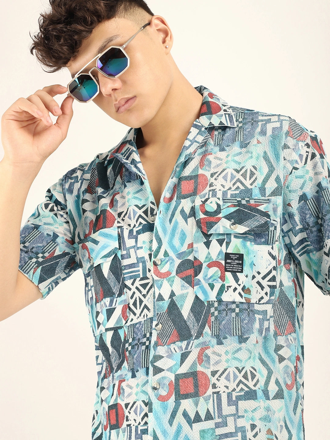 Sky Bubble Print Half Sleeve Shirt