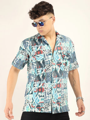 Sky Bubble Print Half Sleeve Shirt