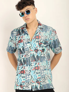 Sky Bubble Print Half Sleeve Shirt