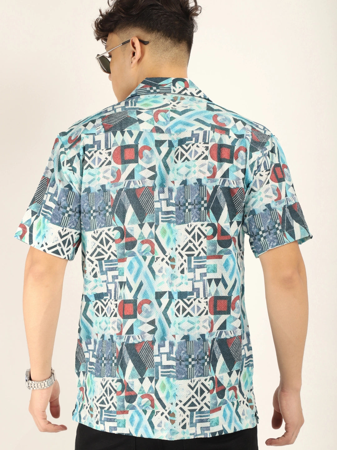 Sky Bubble Print Half Sleeve Shirt