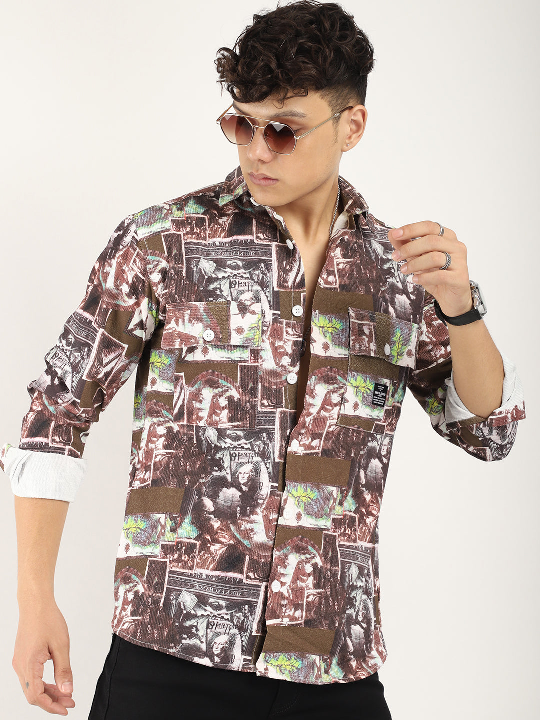 Brown Digital Print Shirt